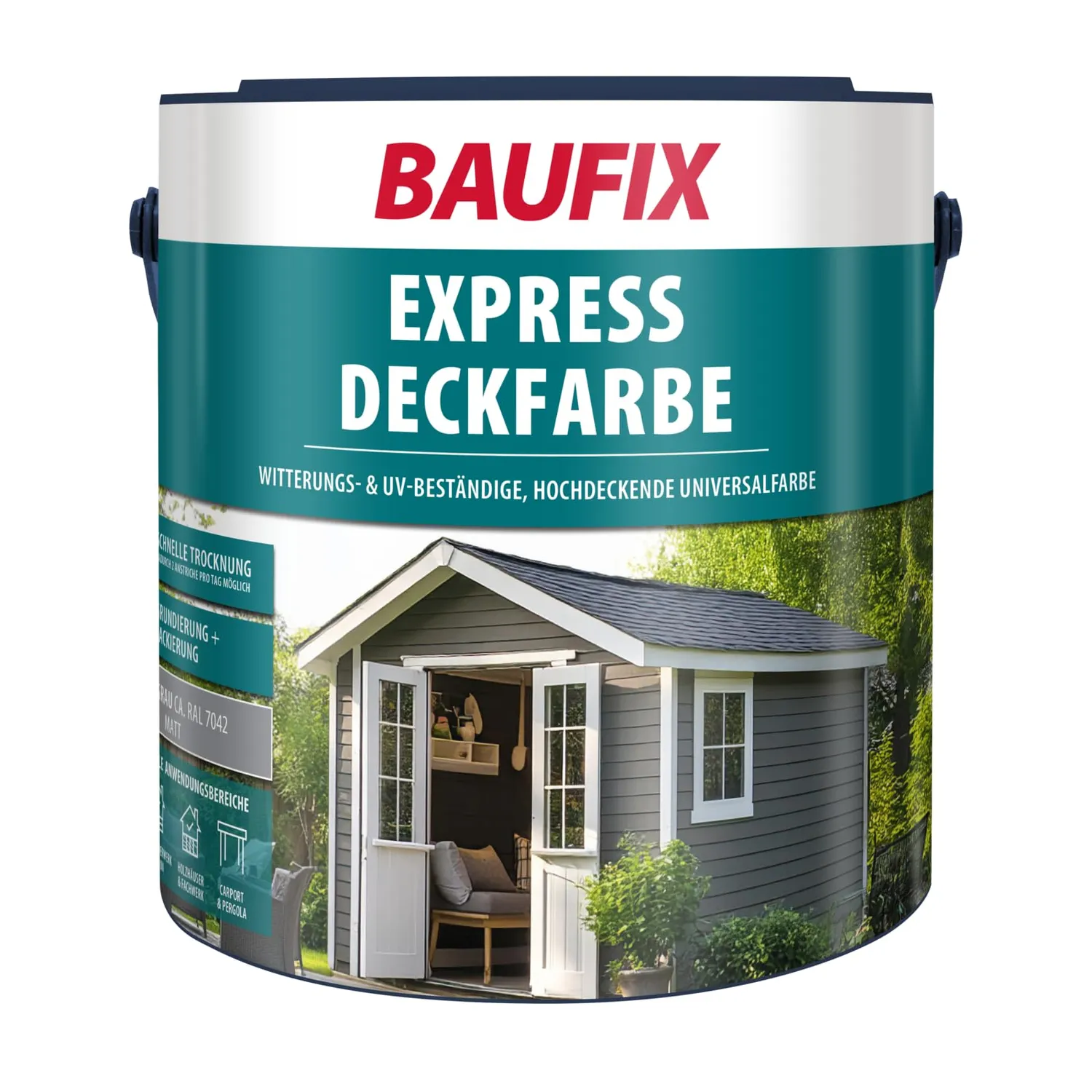 BAUFIX Express Deckfarbe Weiß Matt 2,5 L Wetterschutz