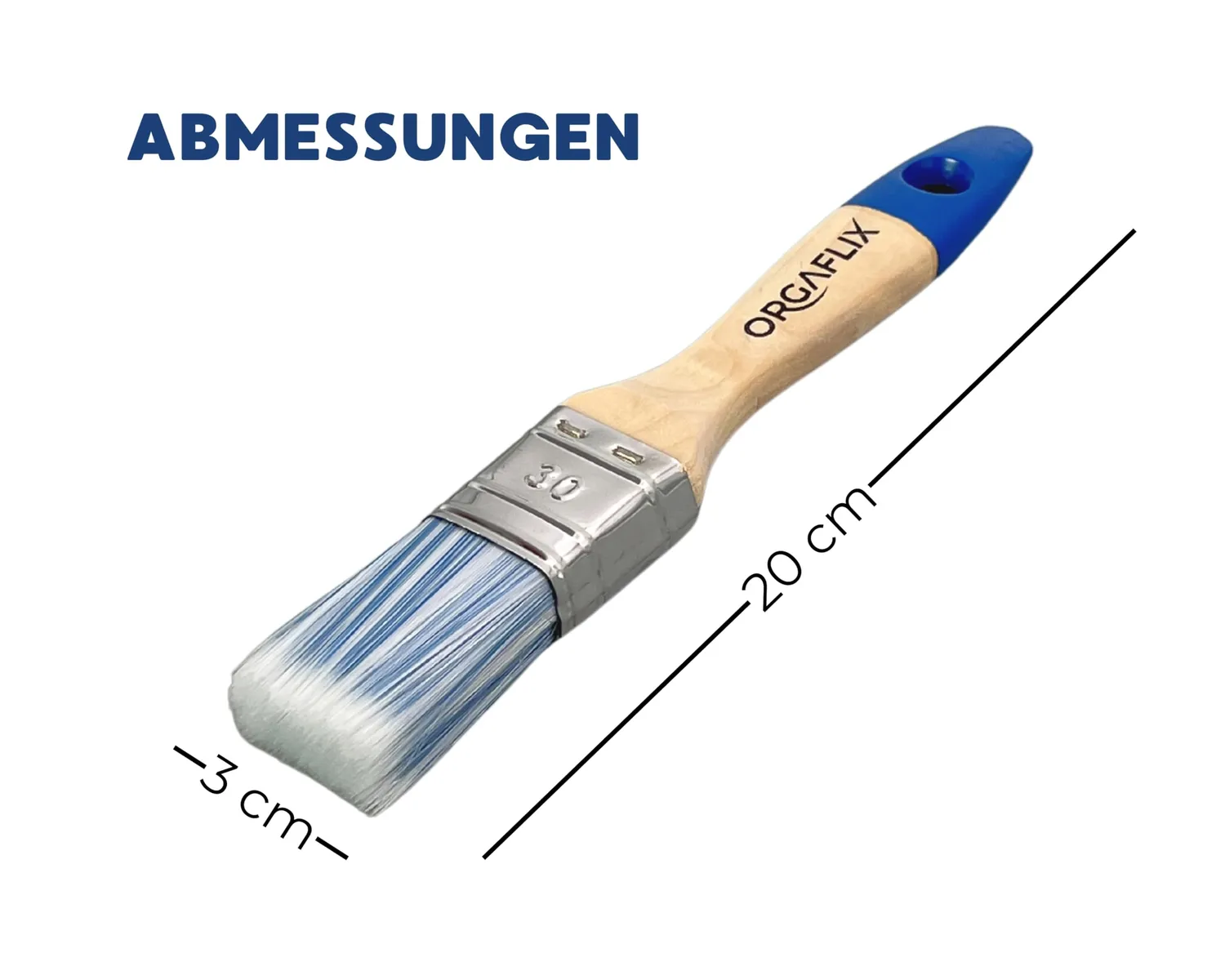 ORGAFLIX Premium Lackpinsel 30mm Borstenpinsel Metallschutzlack