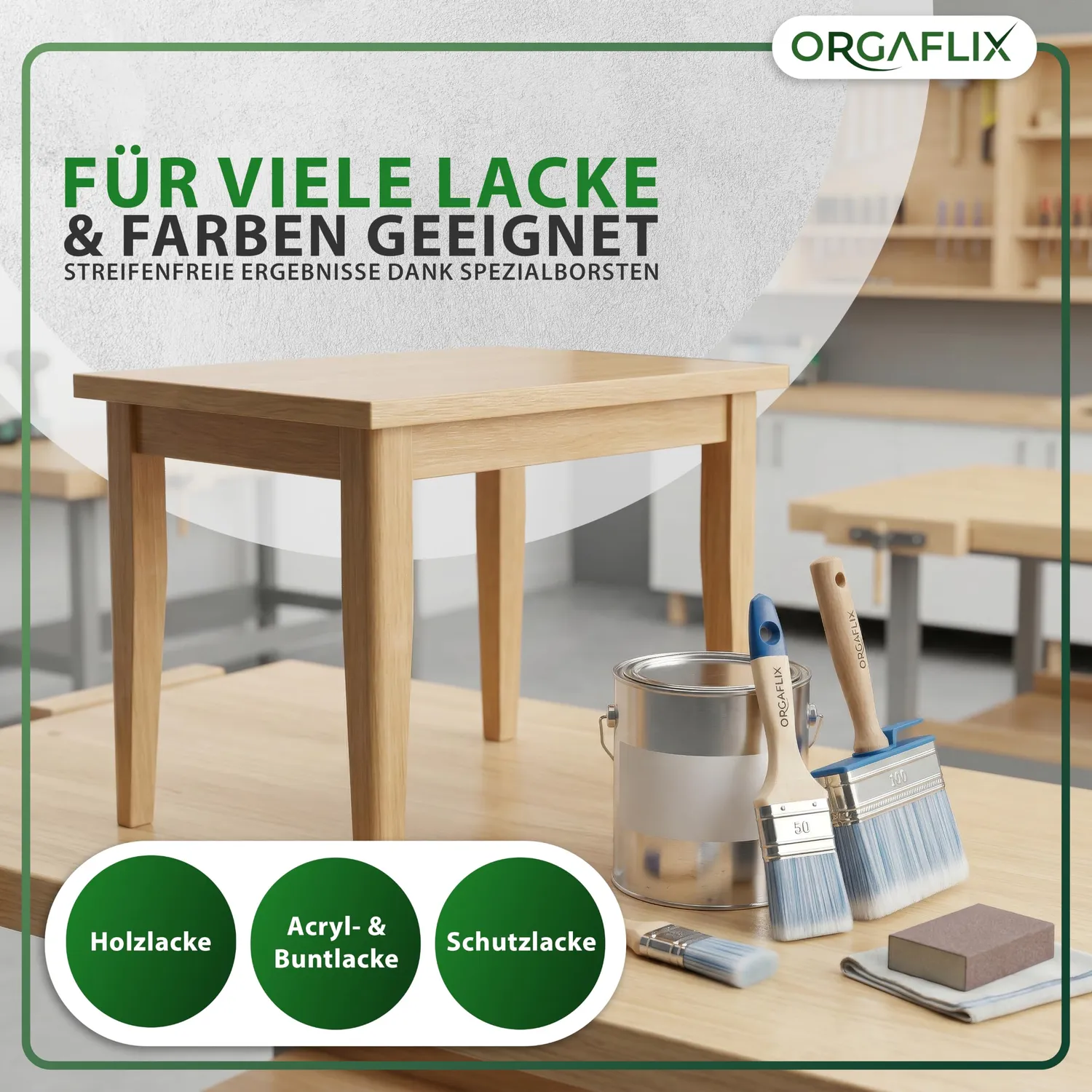 ORGAFLIX Premium Lackpinsel 30 mm 3er Set