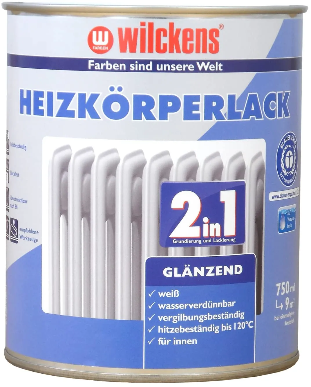 Wilckens 2in1 Heizkörperlack Weiß glänzend 375 ml
