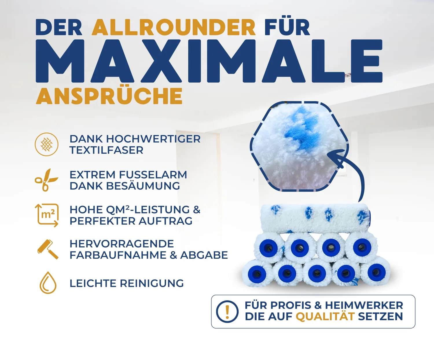 ORGAFLIX Premium Farbwalze 10cm Farbroller 10 Stück 8mm Flor
