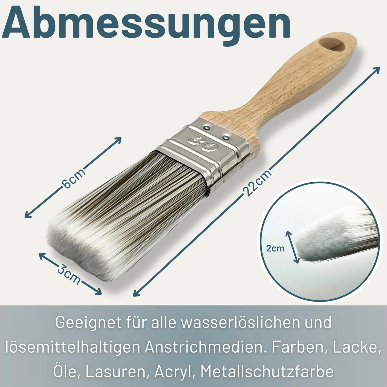 ORGAFLIX Lasurpinsel 30 mm Pinsel-Set 3 Stück Premium