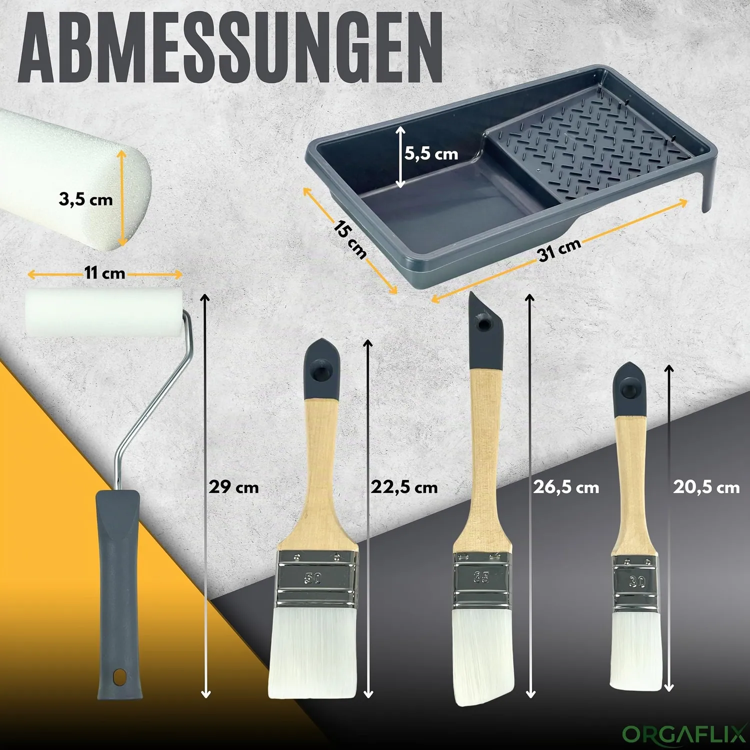 ORGAFLIX Lackierset 10-tlg Farbroller Set für Lacke