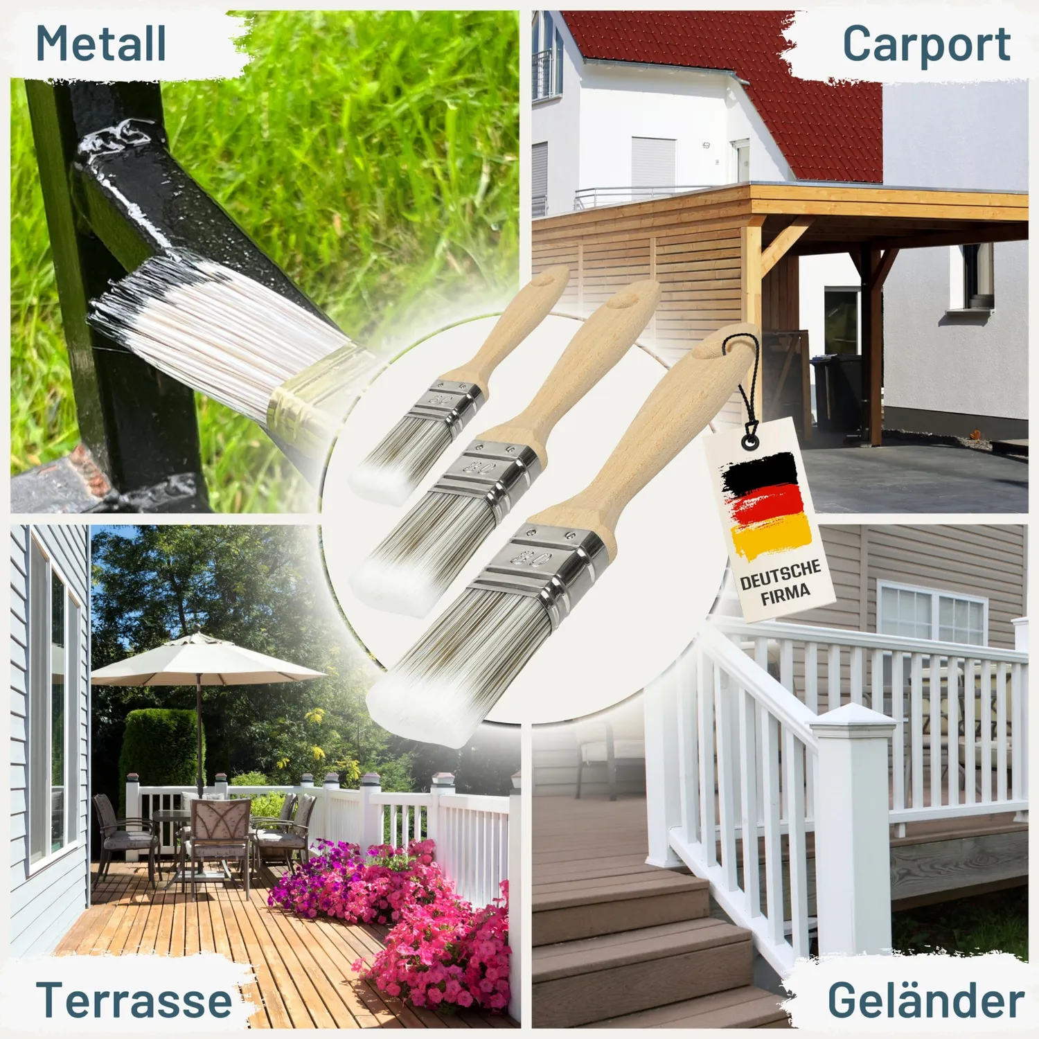 ORGAFLIX Lasurpinsel 30 mm Pinsel-Set 3 Stück Premium