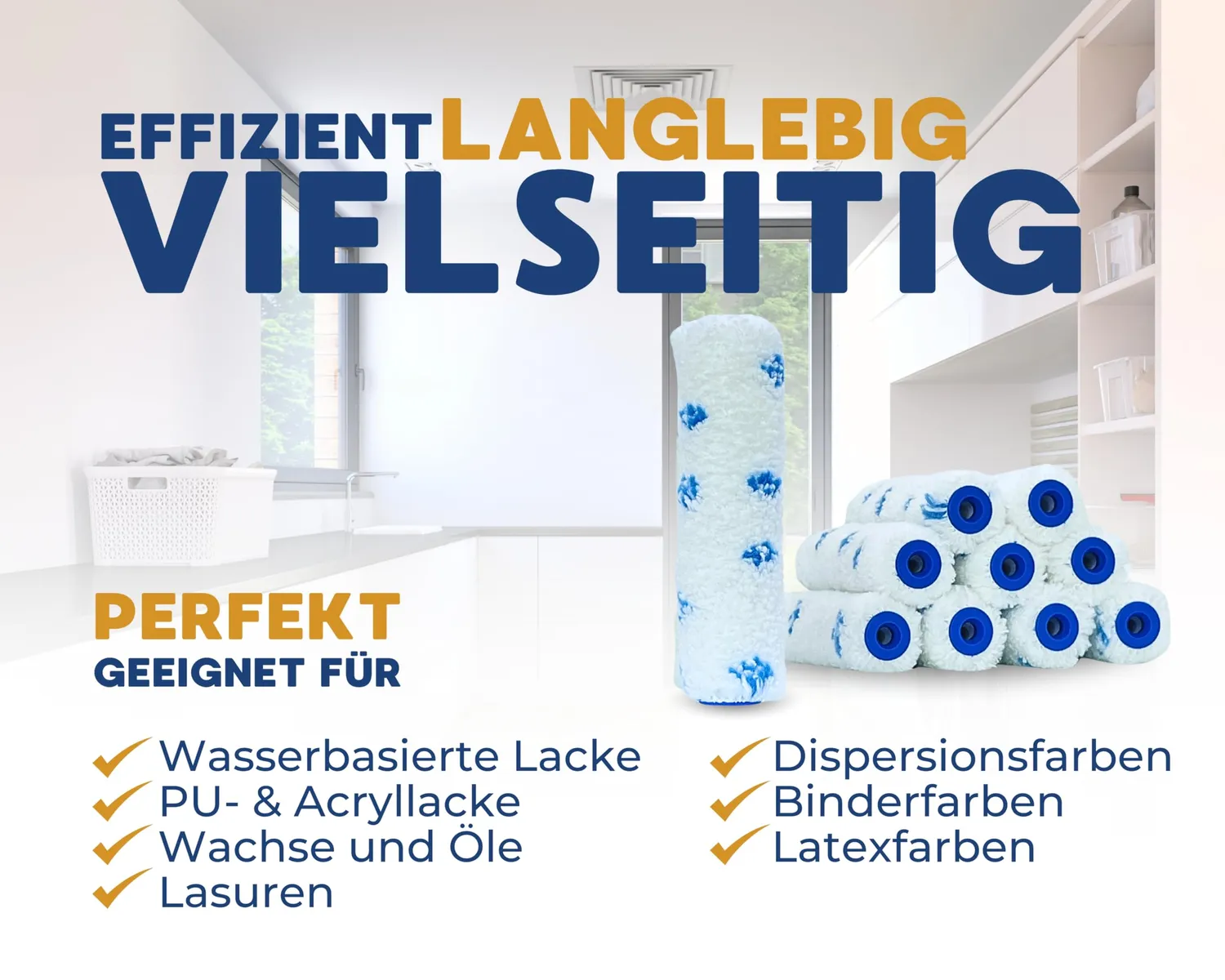 ORGAFLIX Premium Farbwalze 10cm Farbroller 10 Stück 8mm Flor