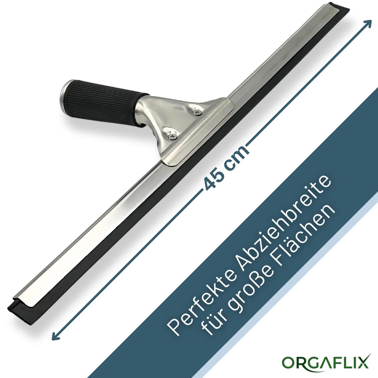 ORGAFLIX Profi Fensterabzieher Edelstahl 45cm Hard Gummi