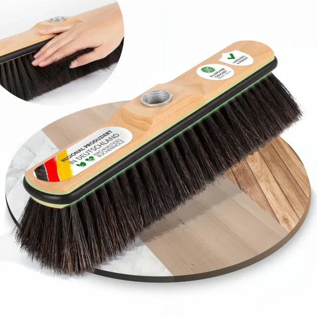 ORGAFLIX Premium Besen 28cm Rosshaar ohne Stiel Kantenschutz
