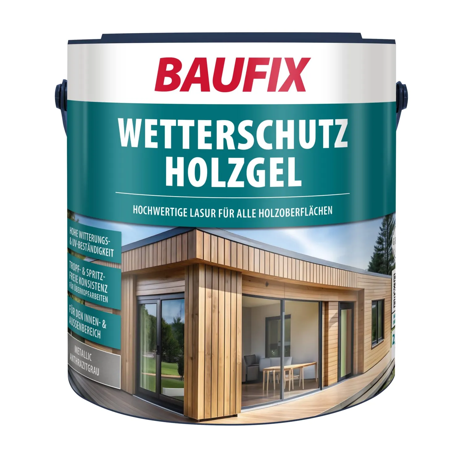BAUFIX Wetterschutz-Holzgel graphitgrau 2,5 l Lasur