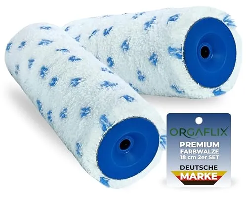 ORGAFLIX Premium Farbwalze 18cm Farbroller 2 Stück 8mm