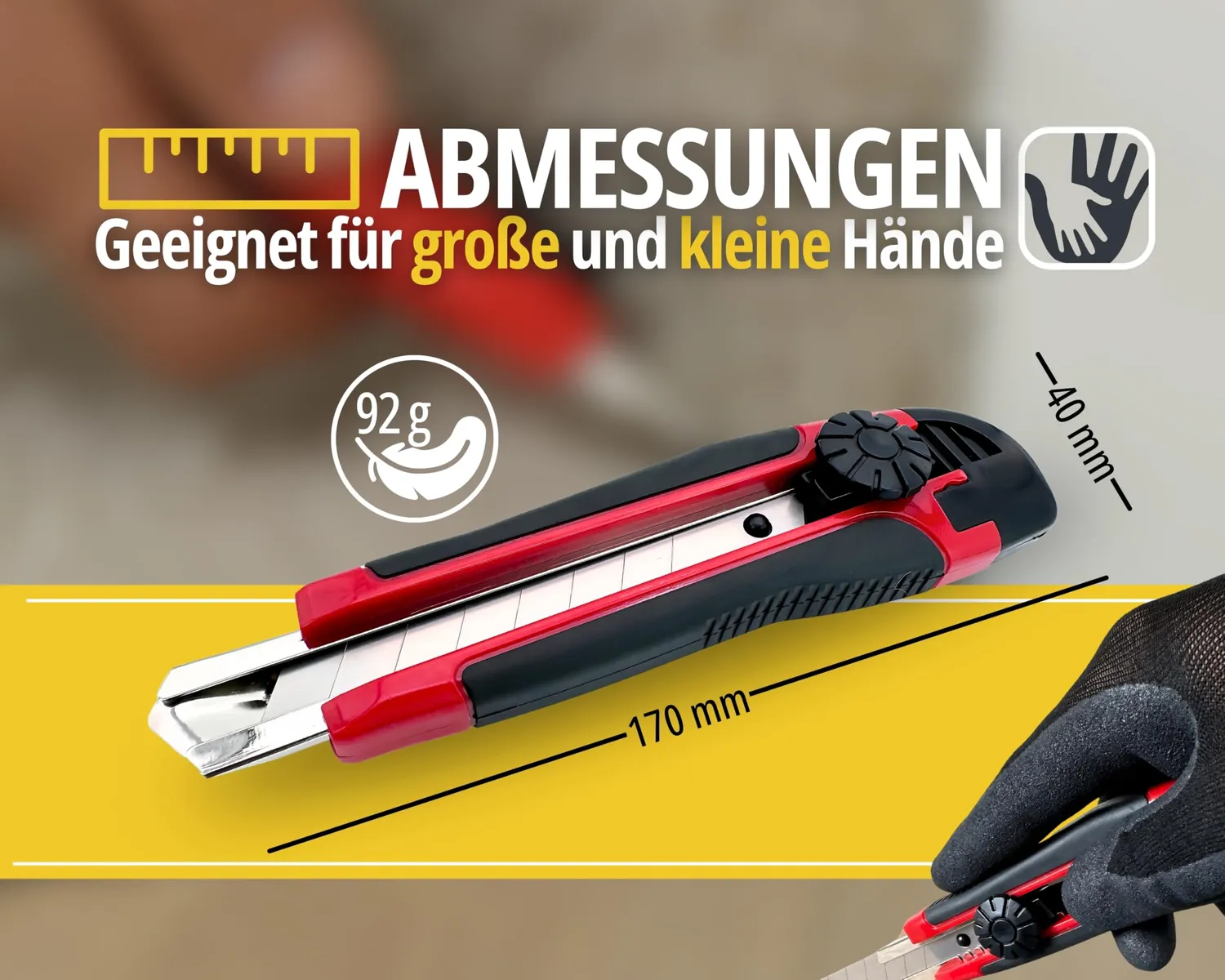 ORGAFLIX Profi Cuttermesser 18 mm mit 3 Klingen