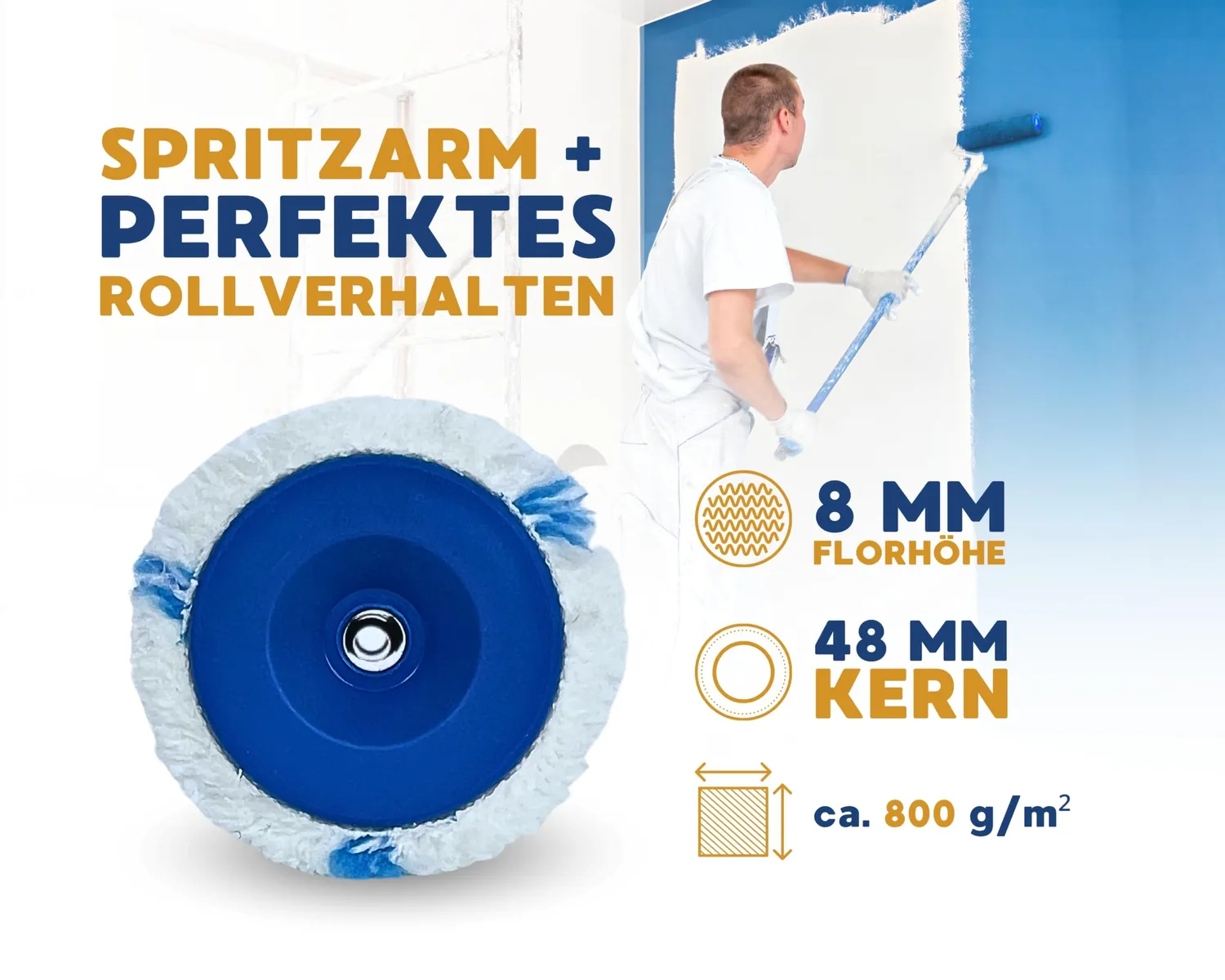 ORGAFLIX Premium Farbwalze 18cm Farbroller 2 Stück 8mm
