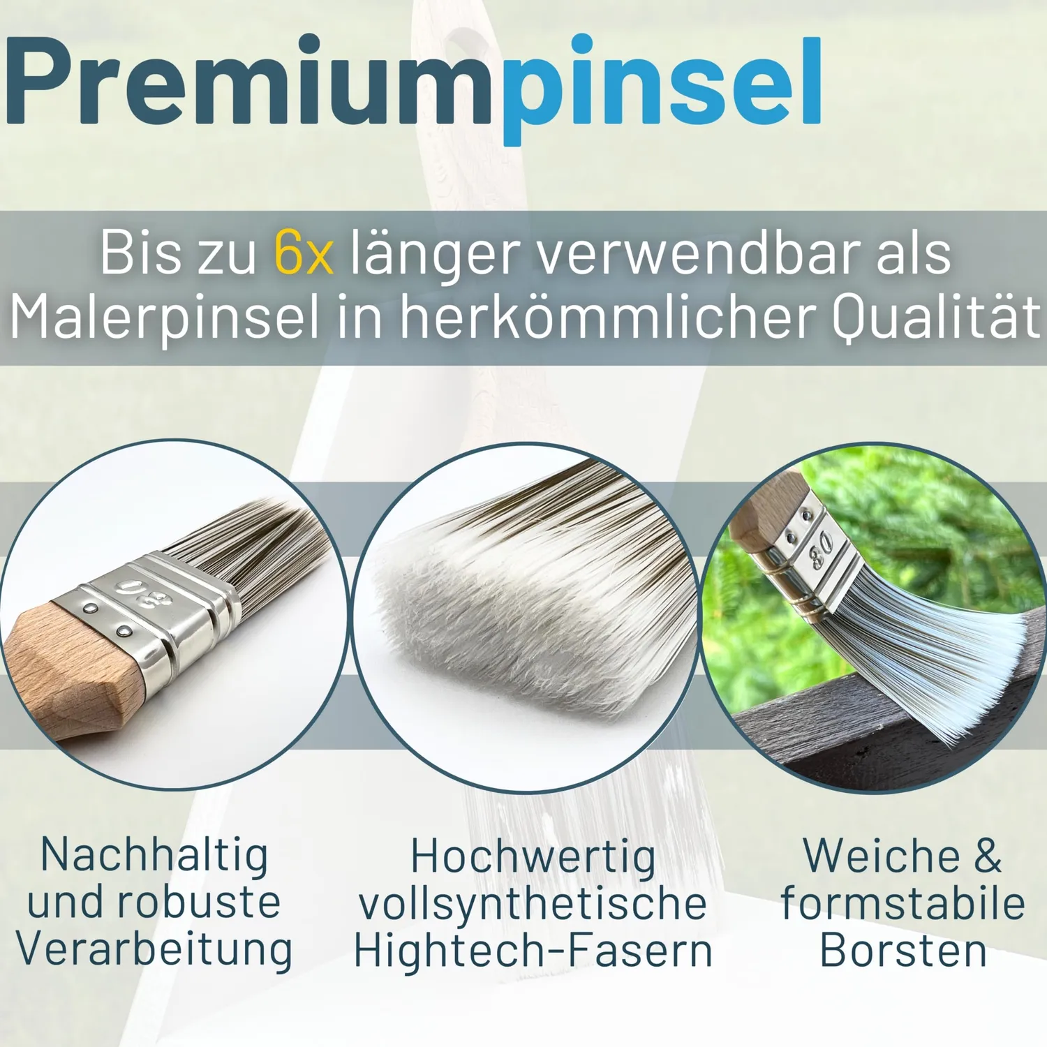 ORGAFLIX Lasurpinsel 30 mm Pinsel-Set 3 Stück Premium