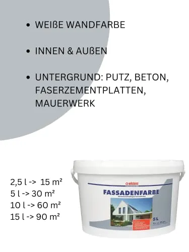 Wilckens Fassadenfarbe Weiß Matt 2,5 L wetterbeständig
