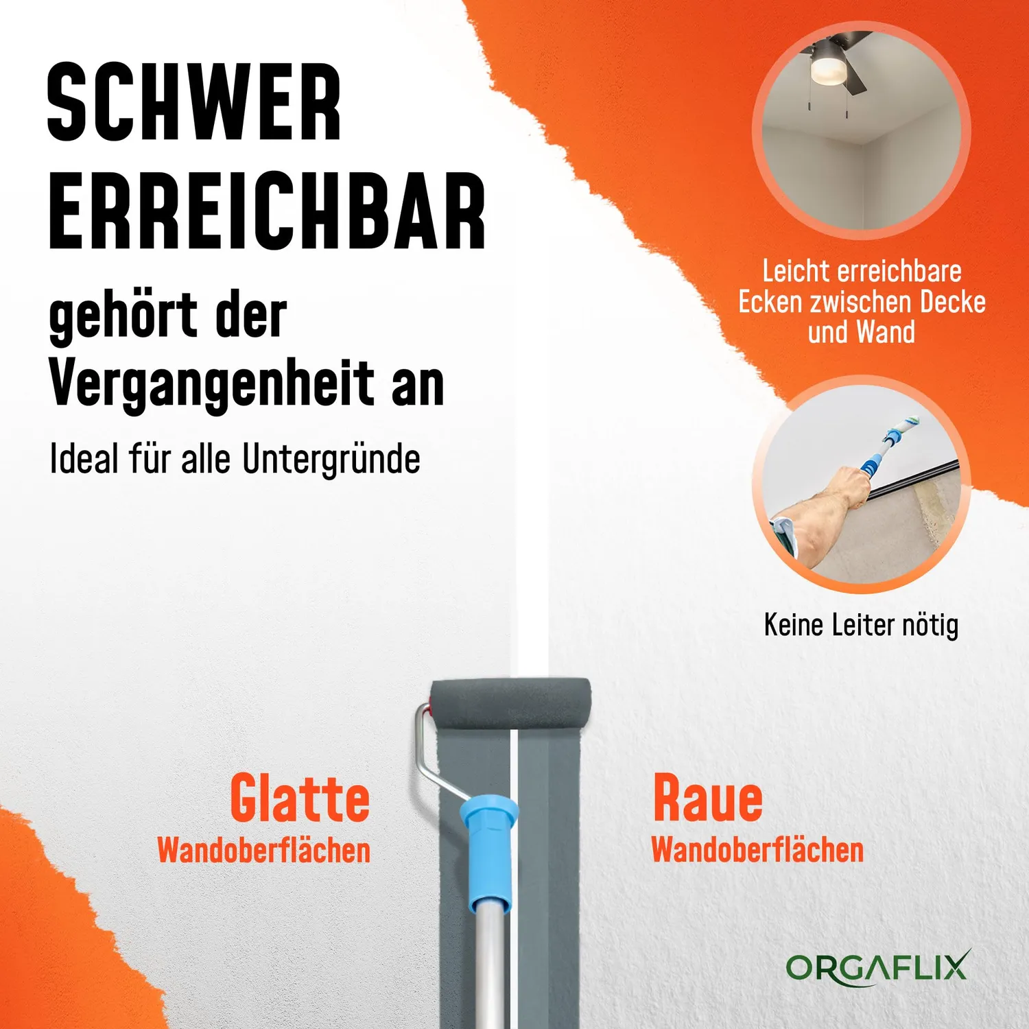 ORGAFLIX Profi Farbroller Set 10 cm Teleskop 40-80 cm