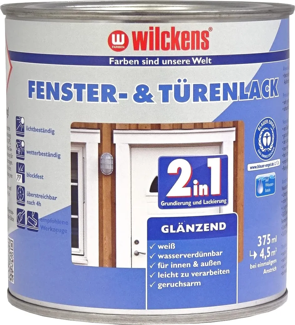 Wilckens 2in1 Fenster- Türenlack 750 ml Weiß seidenmatt