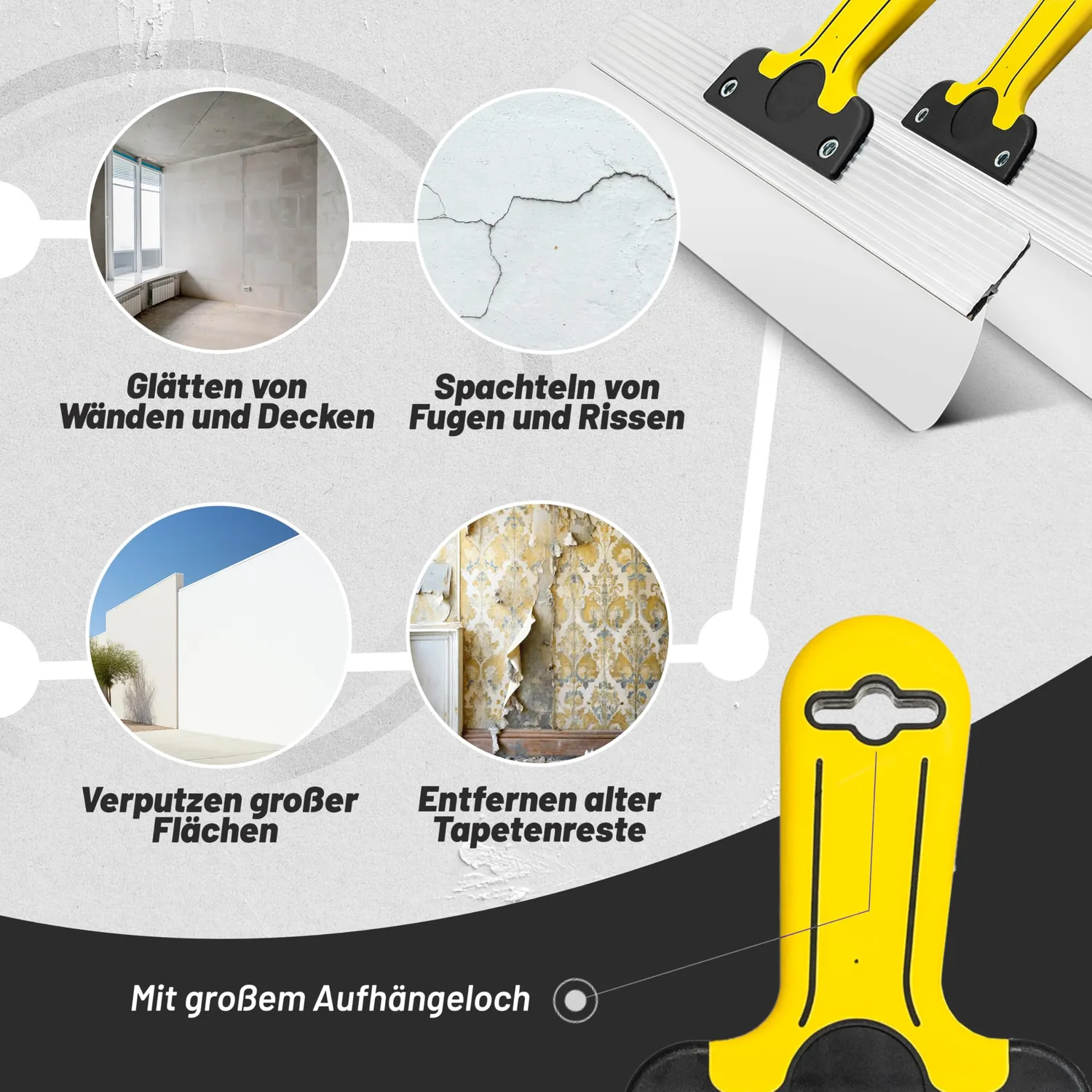 ORGAFLIX Flächenspachtel Breitspachtel 220 mm Edelstahl