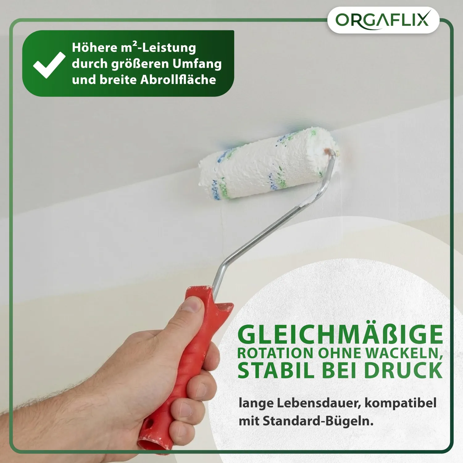 ORGAFLIX Profi Farbwalze 10 cm Farbroller 10 Stück 11 mm