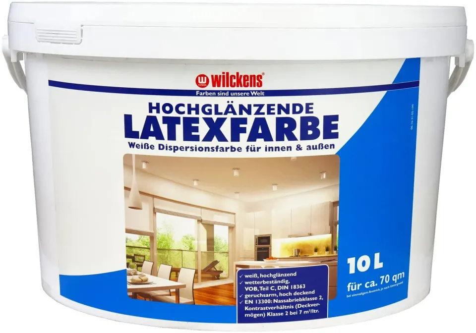 Wilckens Latexfarbe hochglänzend Wandfarbe 10 l Weiß deckend
