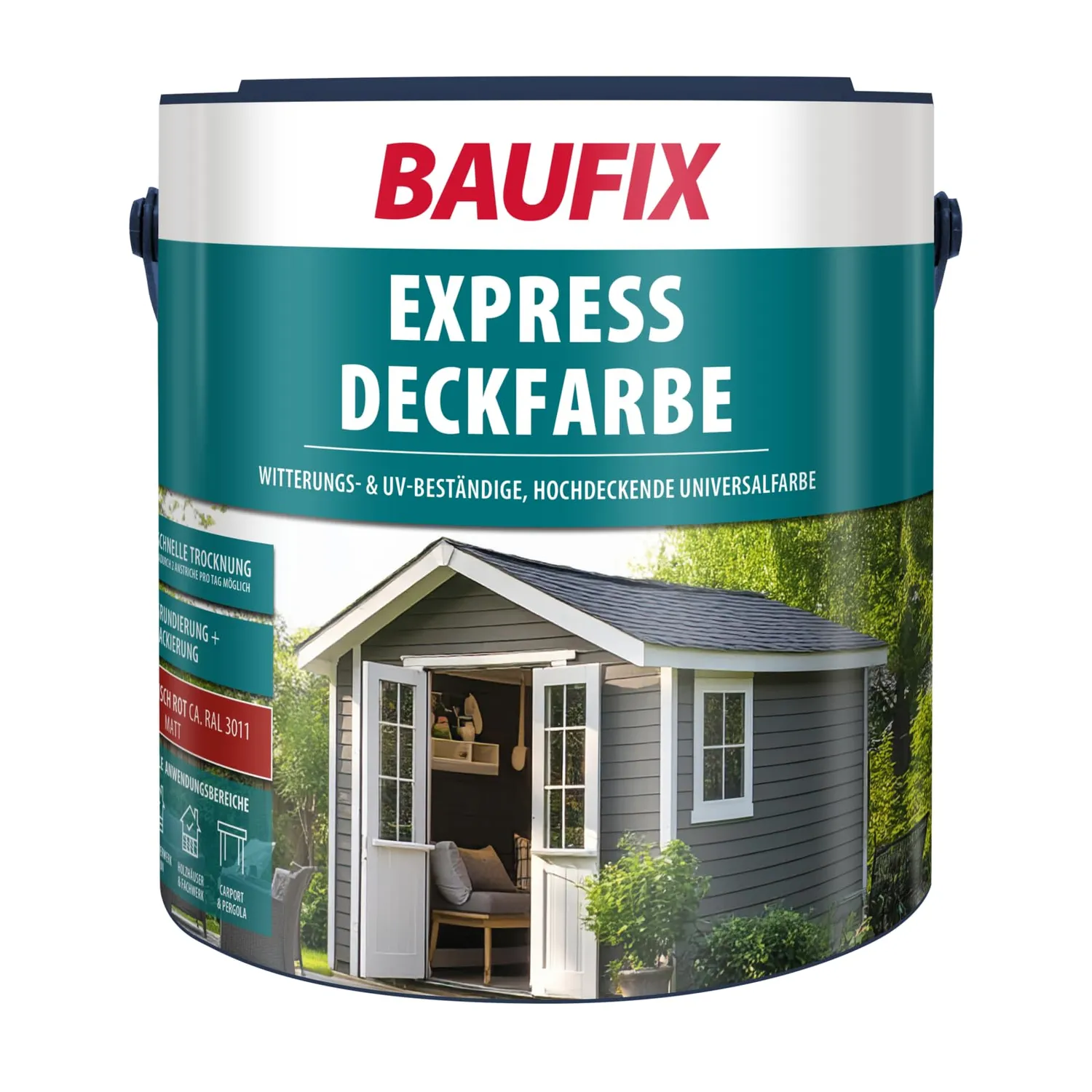 BAUFIX Express Deckfarbe Weiß Matt 2,5 L Wetterschutz