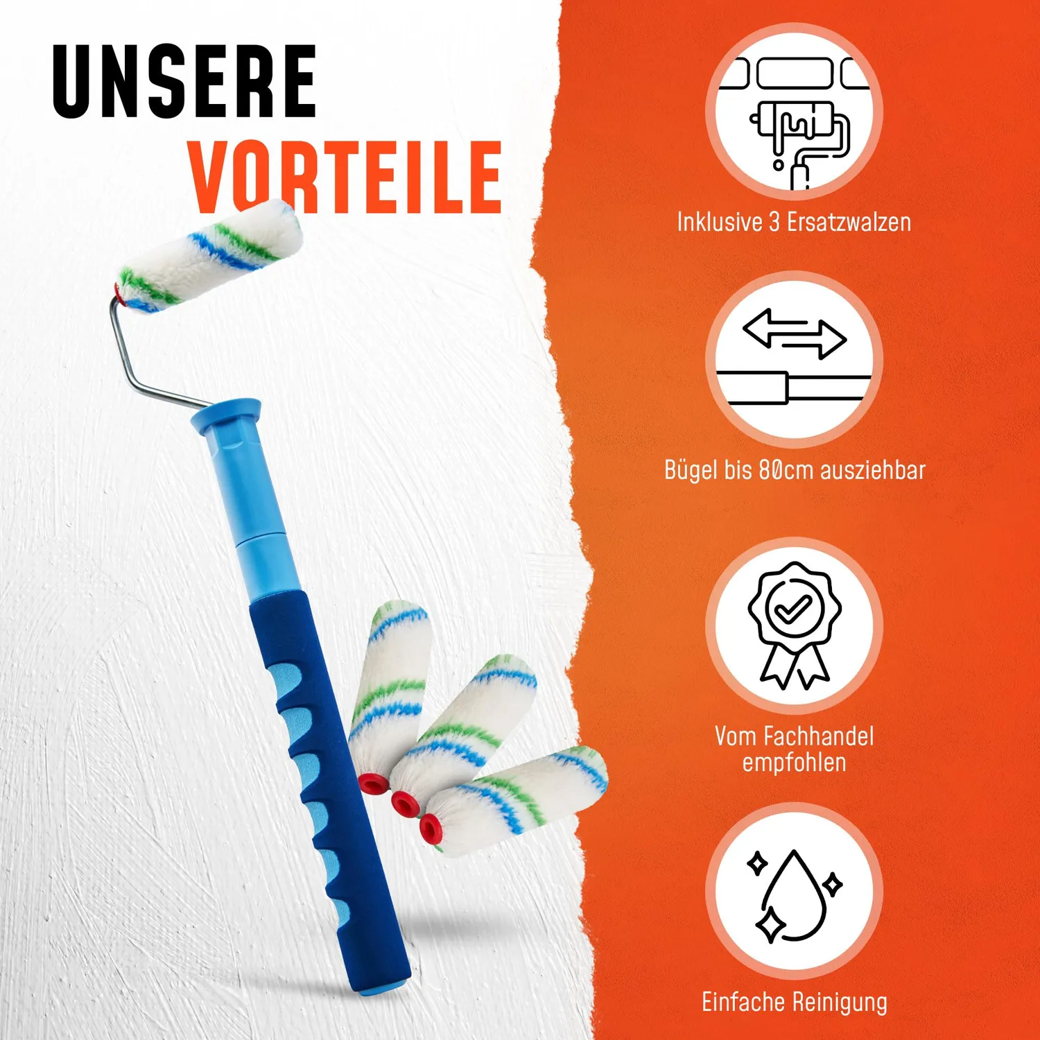 ORGAFLIX Profi Farbroller Set 10 cm Teleskop 40-80 cm