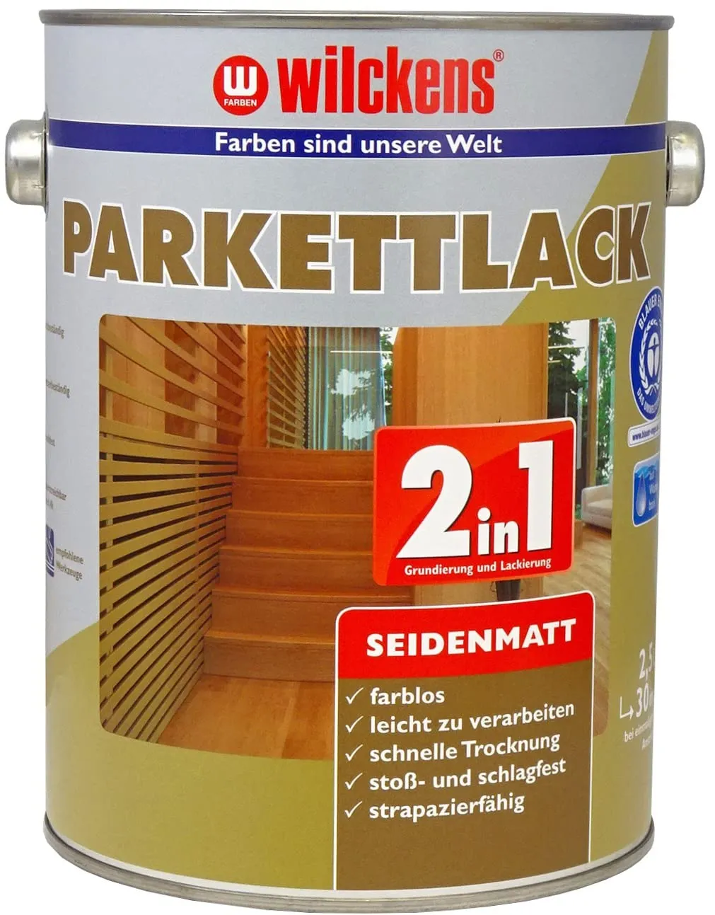 Wilckens 2in1 Parkettlack 750 ml farblos seidenmatt Versiegelung