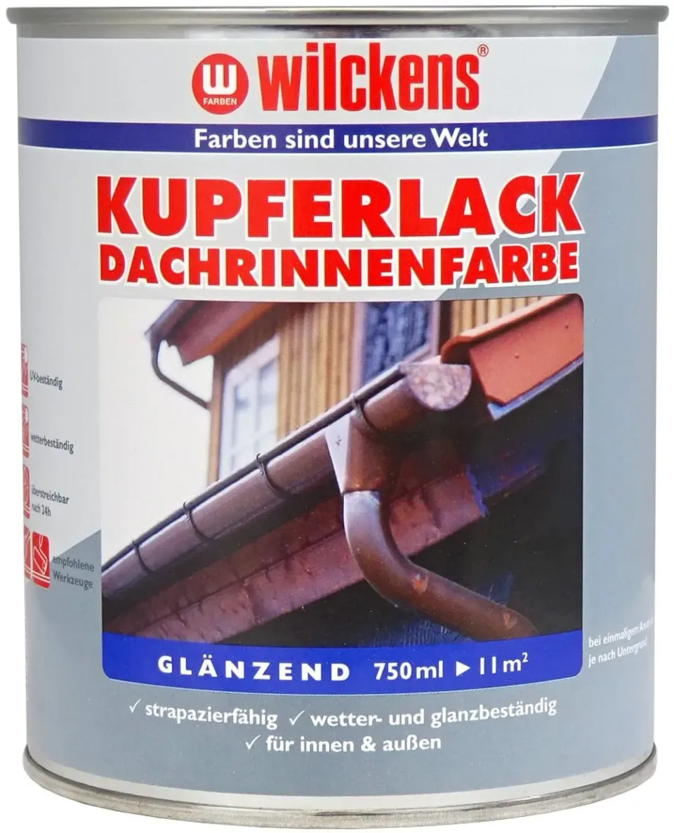 Wilckens Kupferlack Dachrinnenfarbe 750 ml Kupfer glänzend