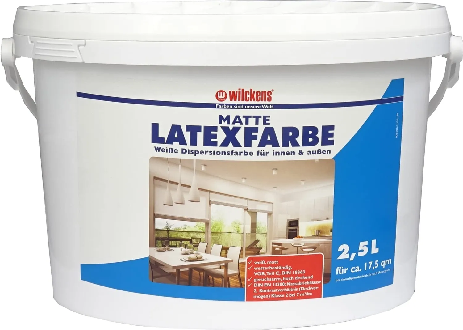 Wilckens Latexfarbe hochglänzend Wandfarbe 10 l Weiß deckend