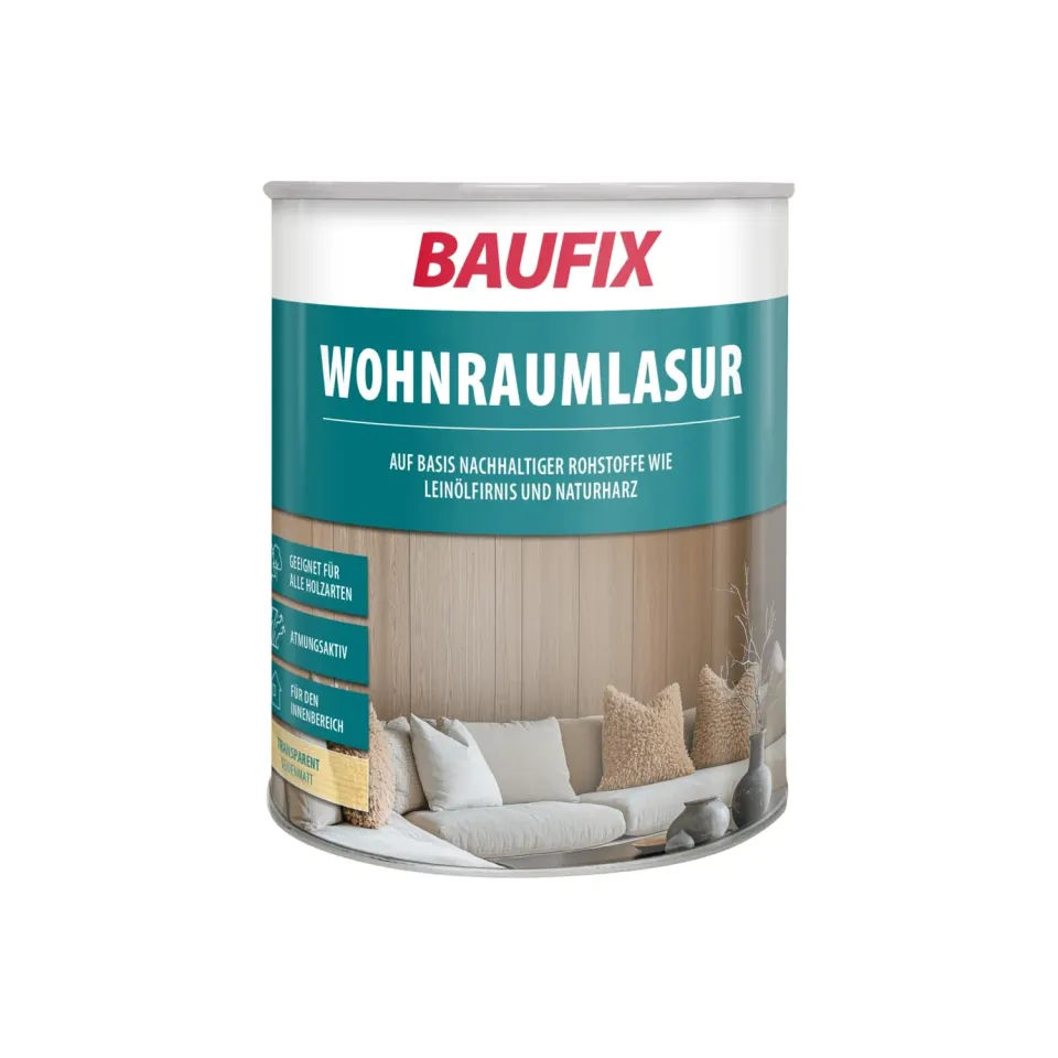 BAUFIX natural Wohnraumlasur Holzlasur innen 0,75 L transparent