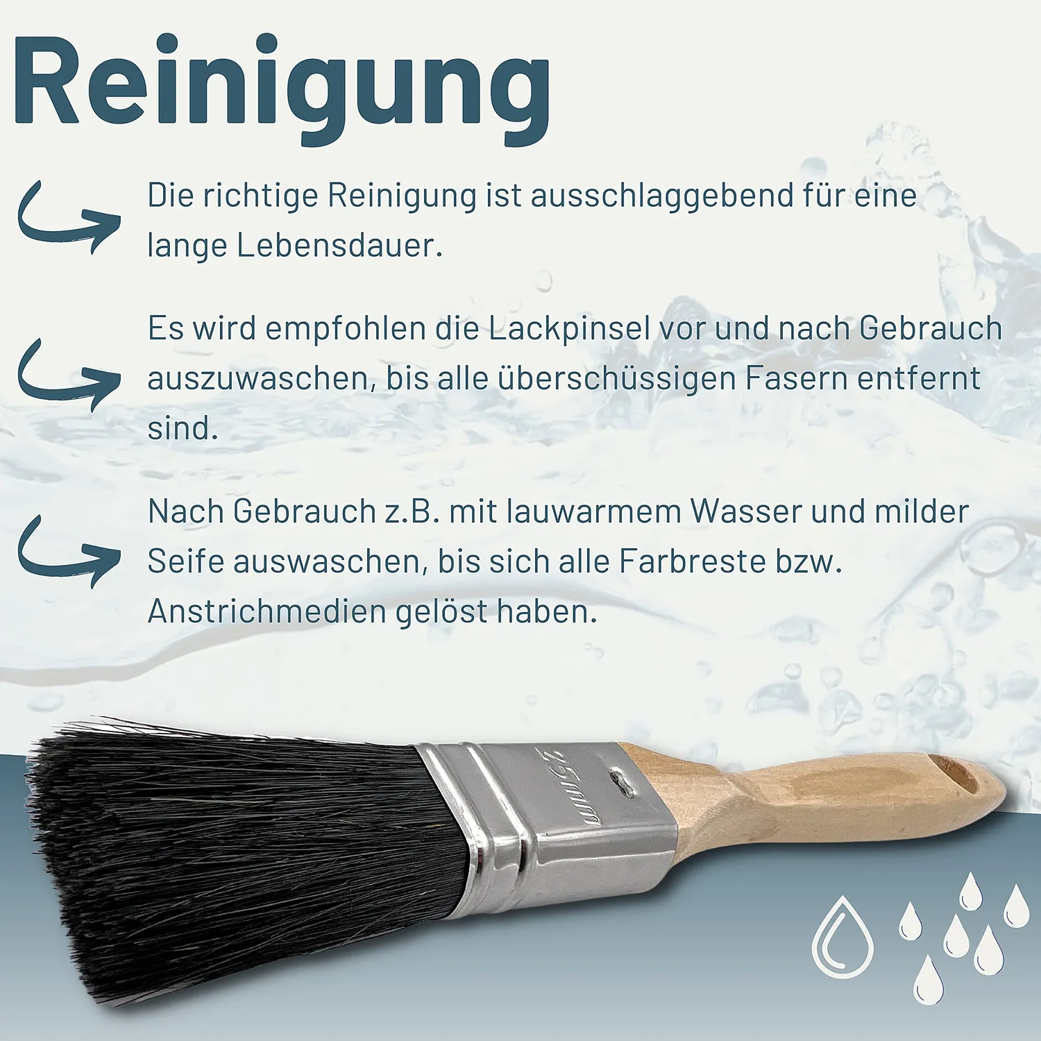 ORGAFLIX Malerpinsel 3er Set 25mm Flachpinsel Lack Lasur