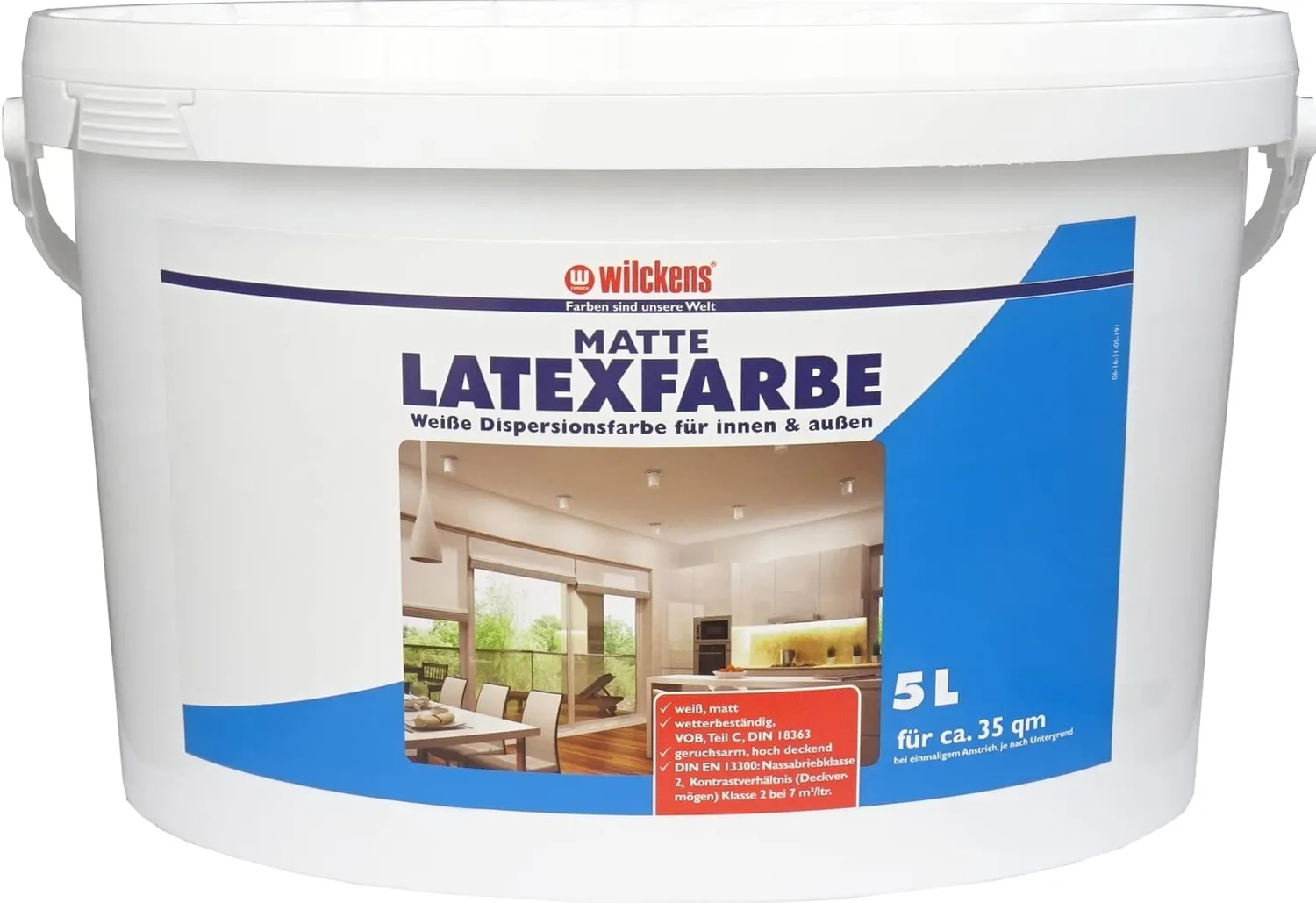Wilckens Latexfarbe hochglänzend Wandfarbe 10 l Weiß deckend