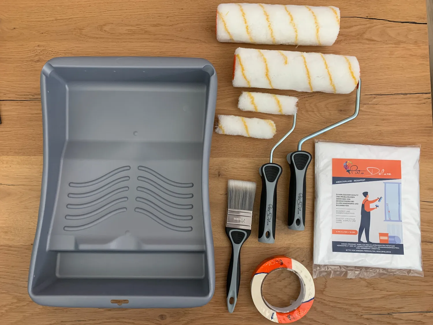Pinto Deluxe Malerset Farbroller XXL-Set mit Wanne Abdeckung