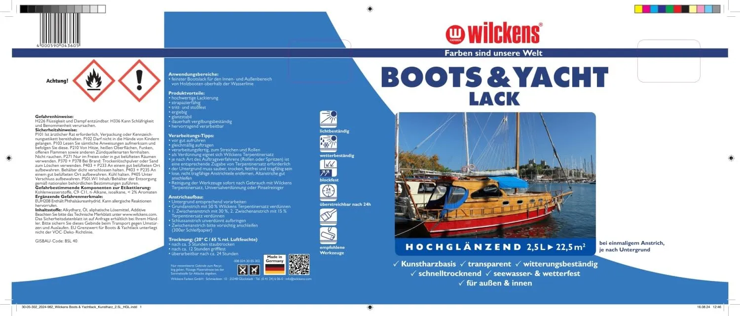 Wilckens Boots- & Yachtlack Klarlack 2x 2,5 L hochglänzend