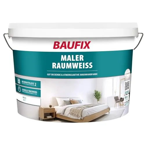 BAUFIX Maler-Raumweiß Wandfarbe matt weiß 10 Liter deckend