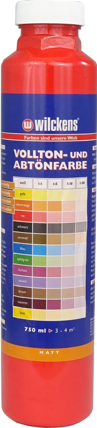 Wilckens Vollton- Abtönfarbe Wandfarbe 750 ml Schwarz matt