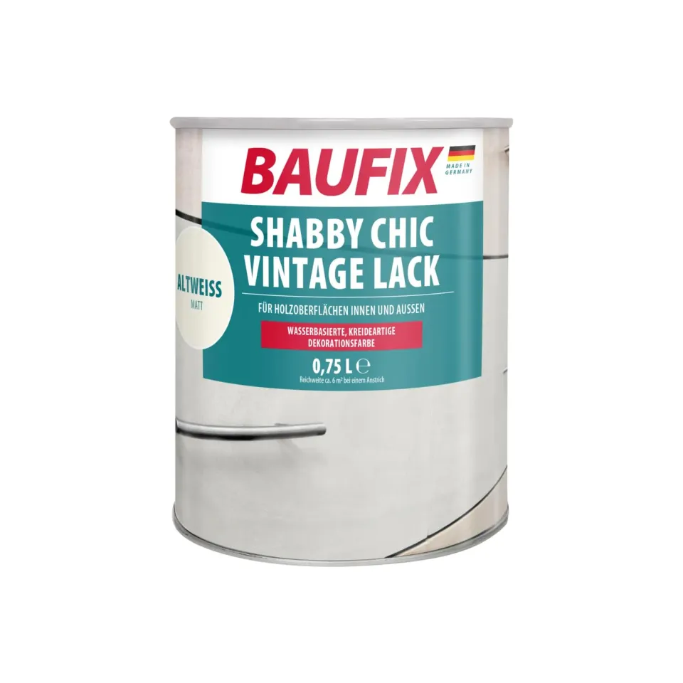 BAUFIX Shabby Chic Vintage Lack Altweiss Matt 0,75 L