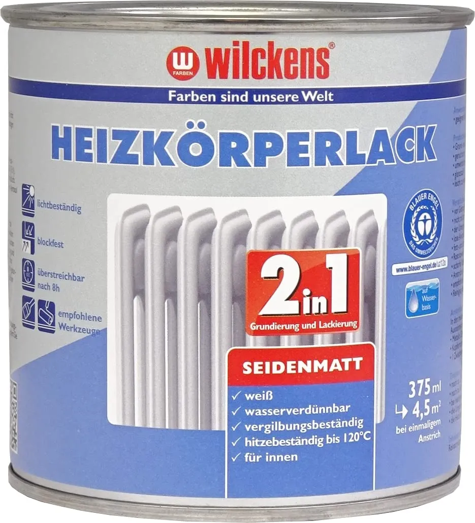 Wilckens 2in1 Heizkörperlack Weiß glänzend 375 ml
