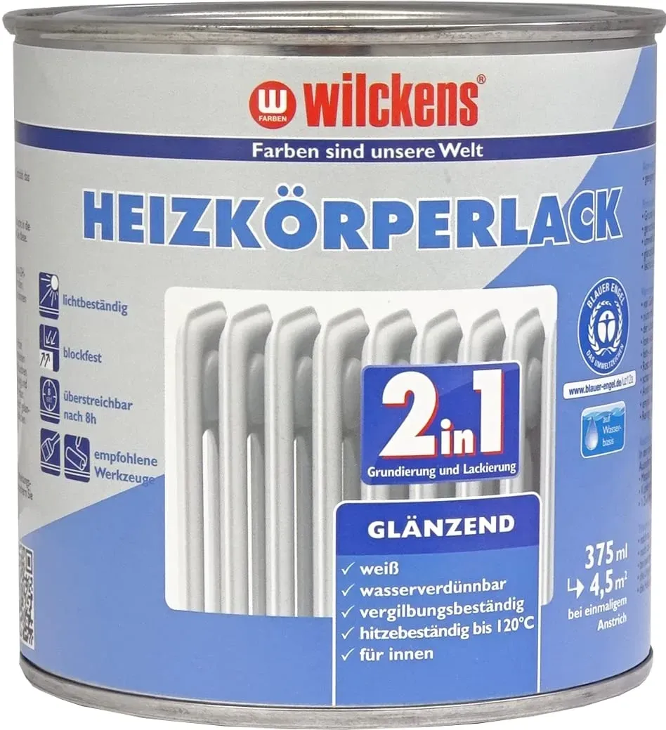 Wilckens 2in1 Heizkörperlack Weiß glänzend 375 ml