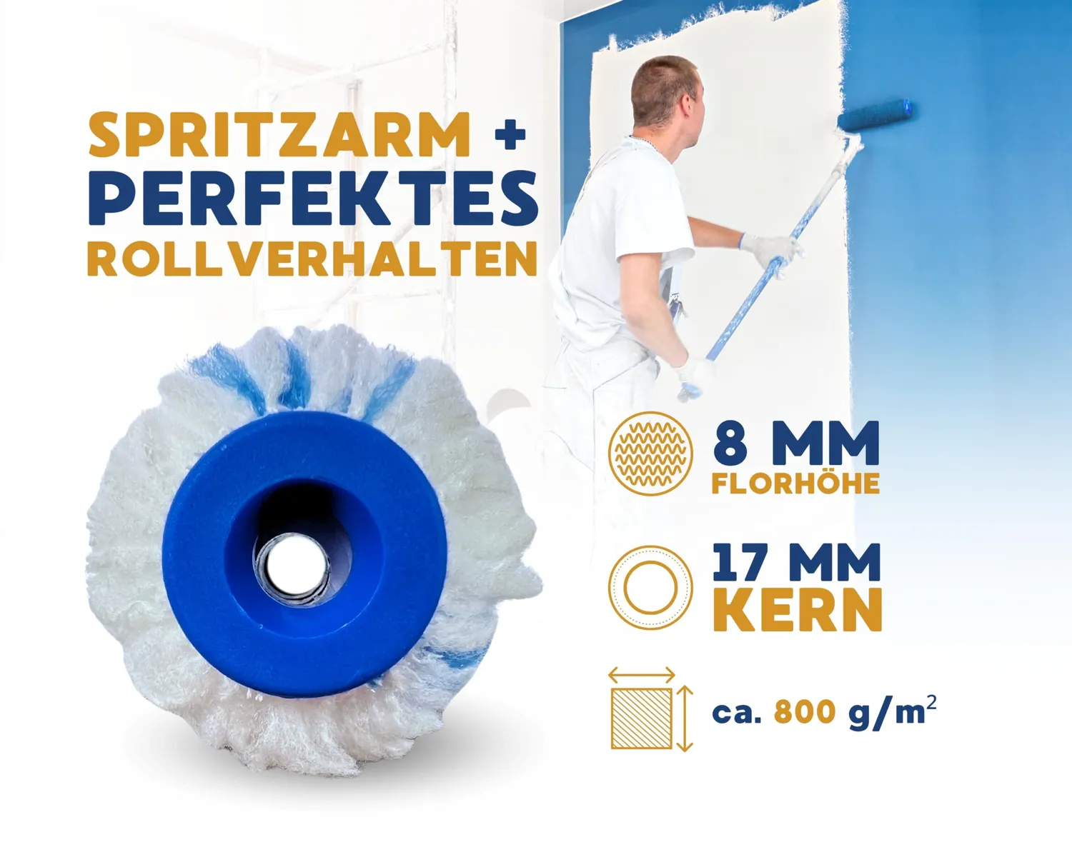 ORGAFLIX Premium Farbwalze 10cm Farbroller 10 Stück 8mm Flor